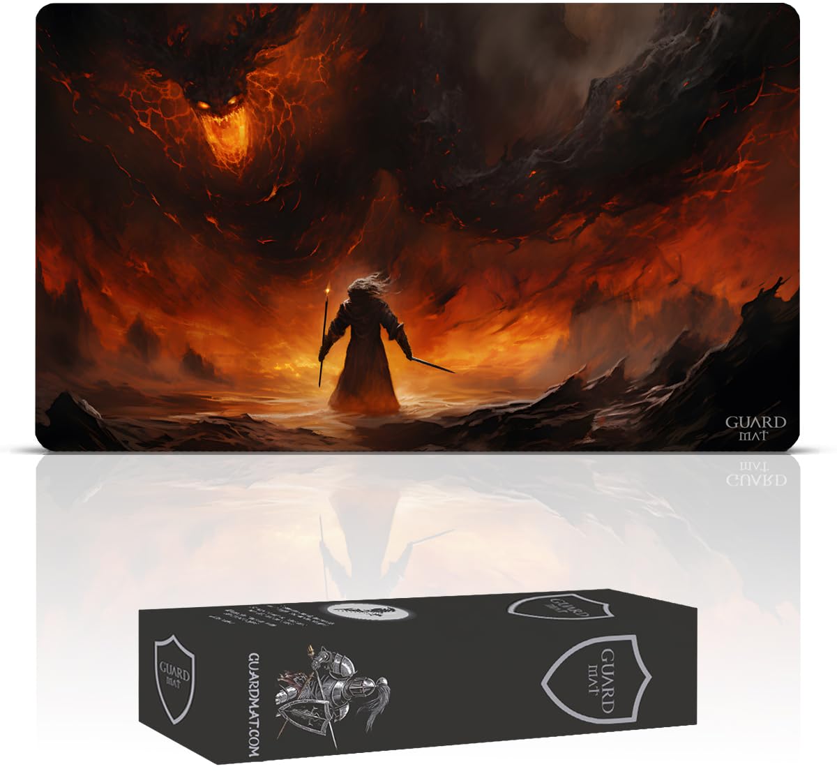 The Shadow and The Flame (Bords Cousus) - Tapis de Cartes Magic - Tapi de Jeu - Playmat pour Jouer à MTG, Le Seigneur des Anneaux, TCG - Tapis de Jeu de Société