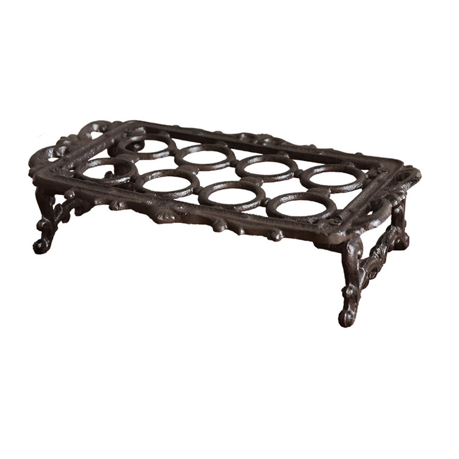 Retro Cast Iron Rooster Shape Eggs Display Stand for Farmhouses Kitchens Counter Decors with Easy Wipe Cleaning Retro Eggs Rack