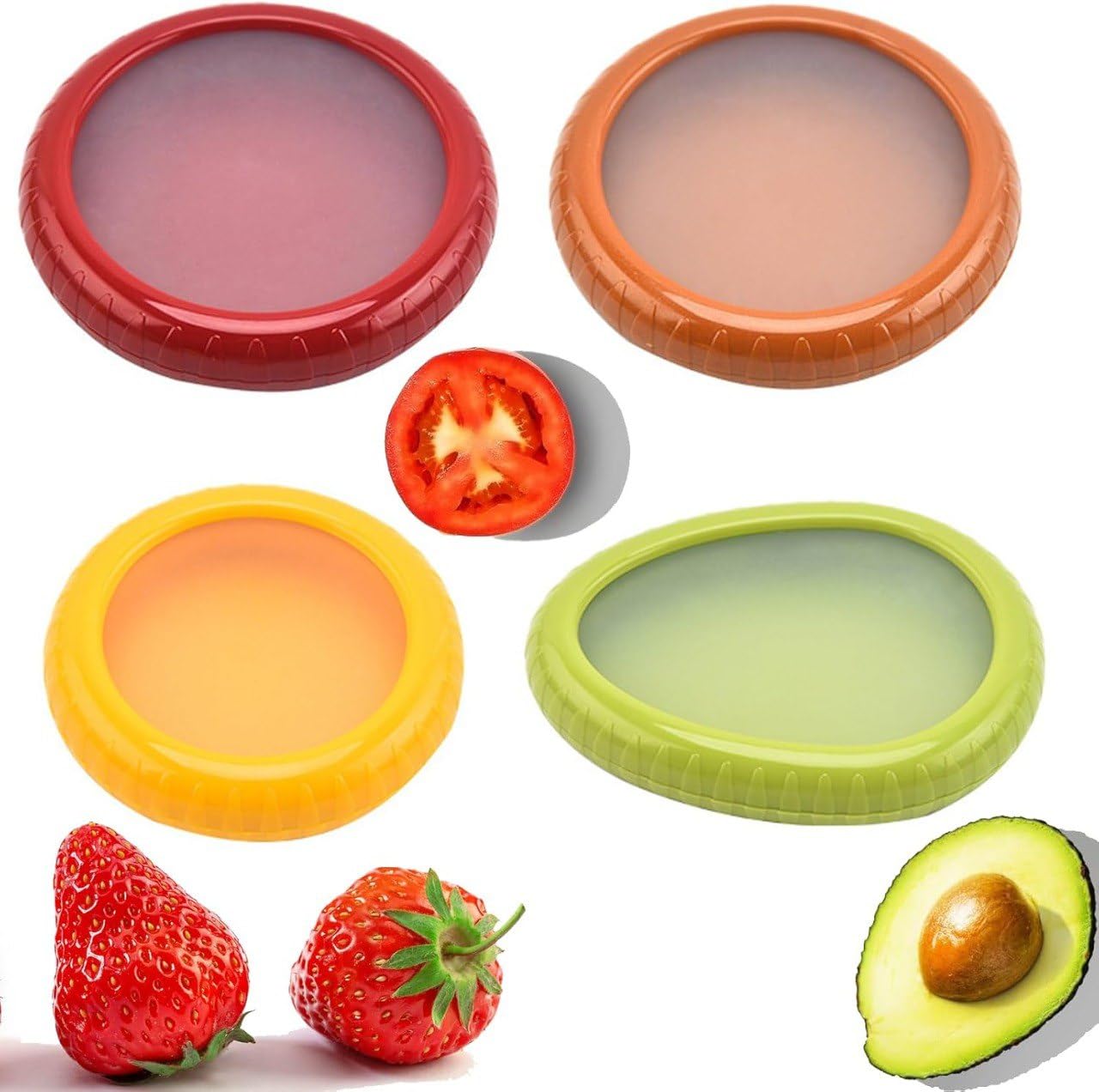 4 Pcs Silicone Fruit And Vegetable Storage Box, Silicone Fruit And Vegetable Storage Containers Set For Fridge Keep, Fruit, Onion, Lemon, Avocado And Vegetable Anti-oxidation Storage Box