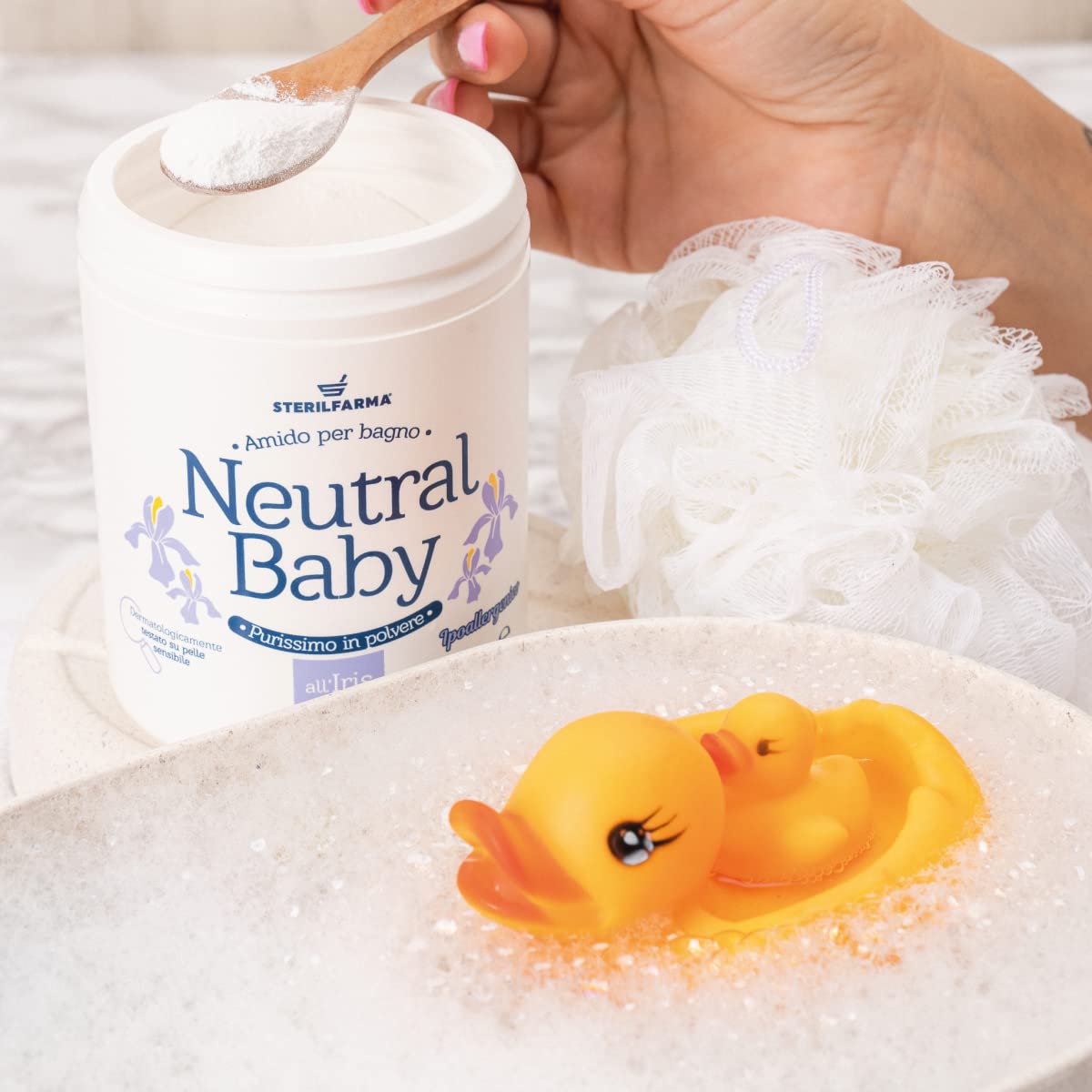 Neutral Baby è Amido di riso in polvere - per un bagnetto SOFFICE E BELLISSIMO. Per la cura e la detersione della pelle delicata e sensibile fin dalla nascita. (Rosa)