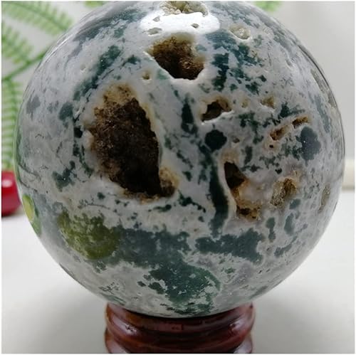 Bola de esfera de cristal de cuarzo de ágata acuática de musgo natural para decoración de chakras curativas, piedras y cristales, adorno de regalo