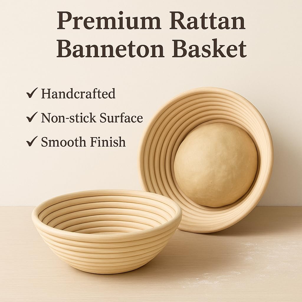 Sauerteig-Starter-Set, Starterglas-Set von Magla, Sauerteig-Brotmacher-Werkzeug-Set Gärkörbchen, Banneton mit Liner, Teigschaber und dänischem Schneebesen, Backzubehör, Küchenzubehör