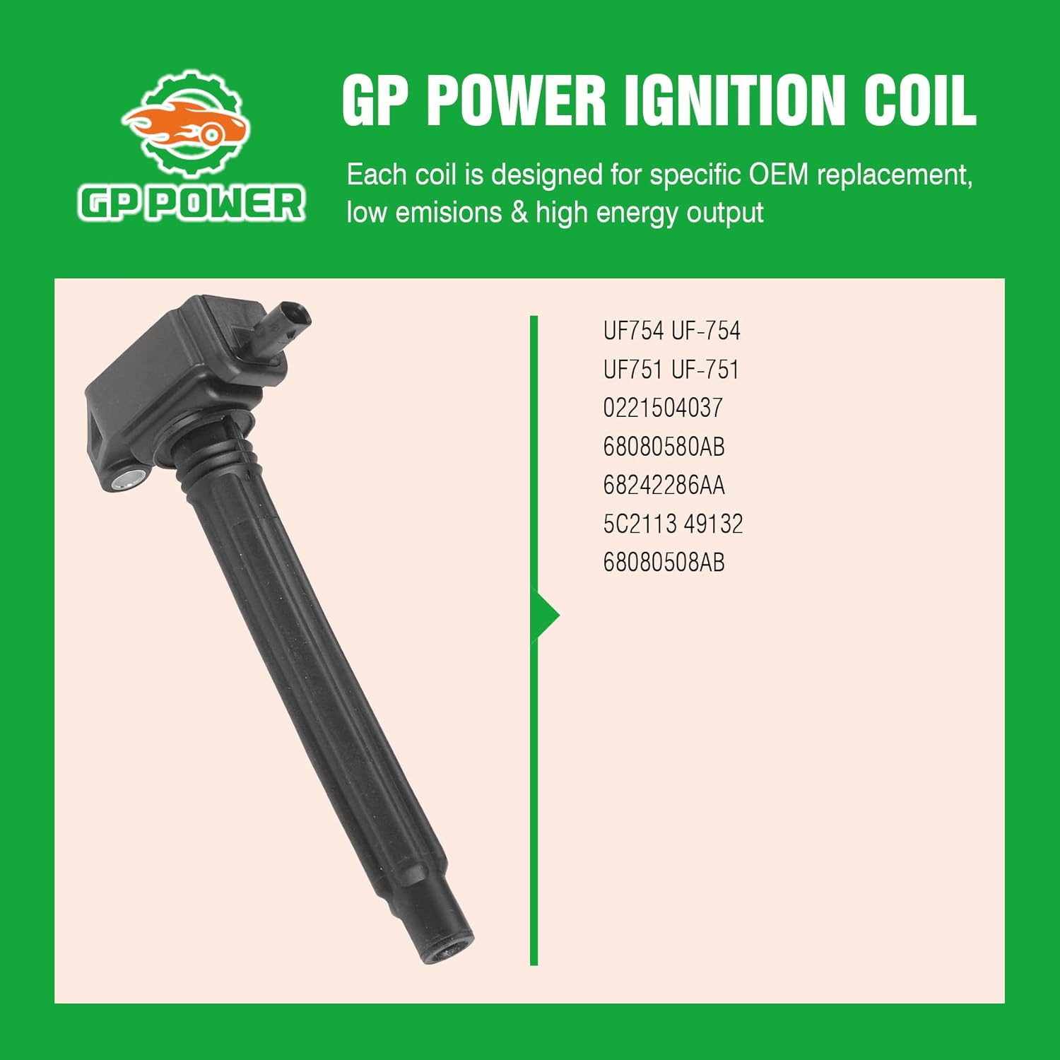 IGNITION COIL UF751 UF754 68080580AB 68242286AA 0221504037 5C2113 SET OF 4 COMPATIBLE WITH CHRYSLER DODGE DART FIAT 500X JEEP CHEROKEE RENEGADE RAM PROMASTER CITY 2.4L L4
