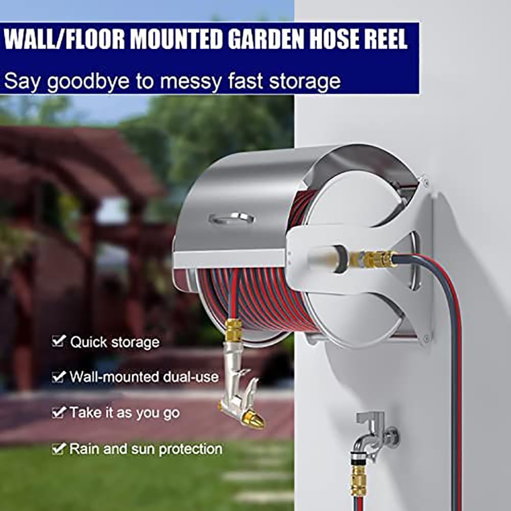 Avvolgitubo professionale con kit di tubo, avvolgitubo da giardino, supporto per avvolgitubo da giardino con manovella, supporto per avvolgitubo da pavimento