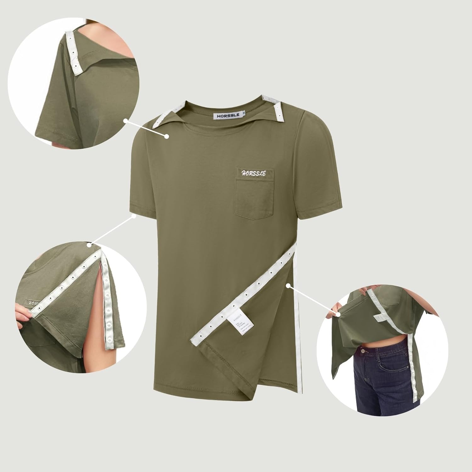 Post Shoulder Surgery Shirt, Comfy Wear After Surgery Shirts, Full Open Side Snap Chemo & Dialysis - Image 5