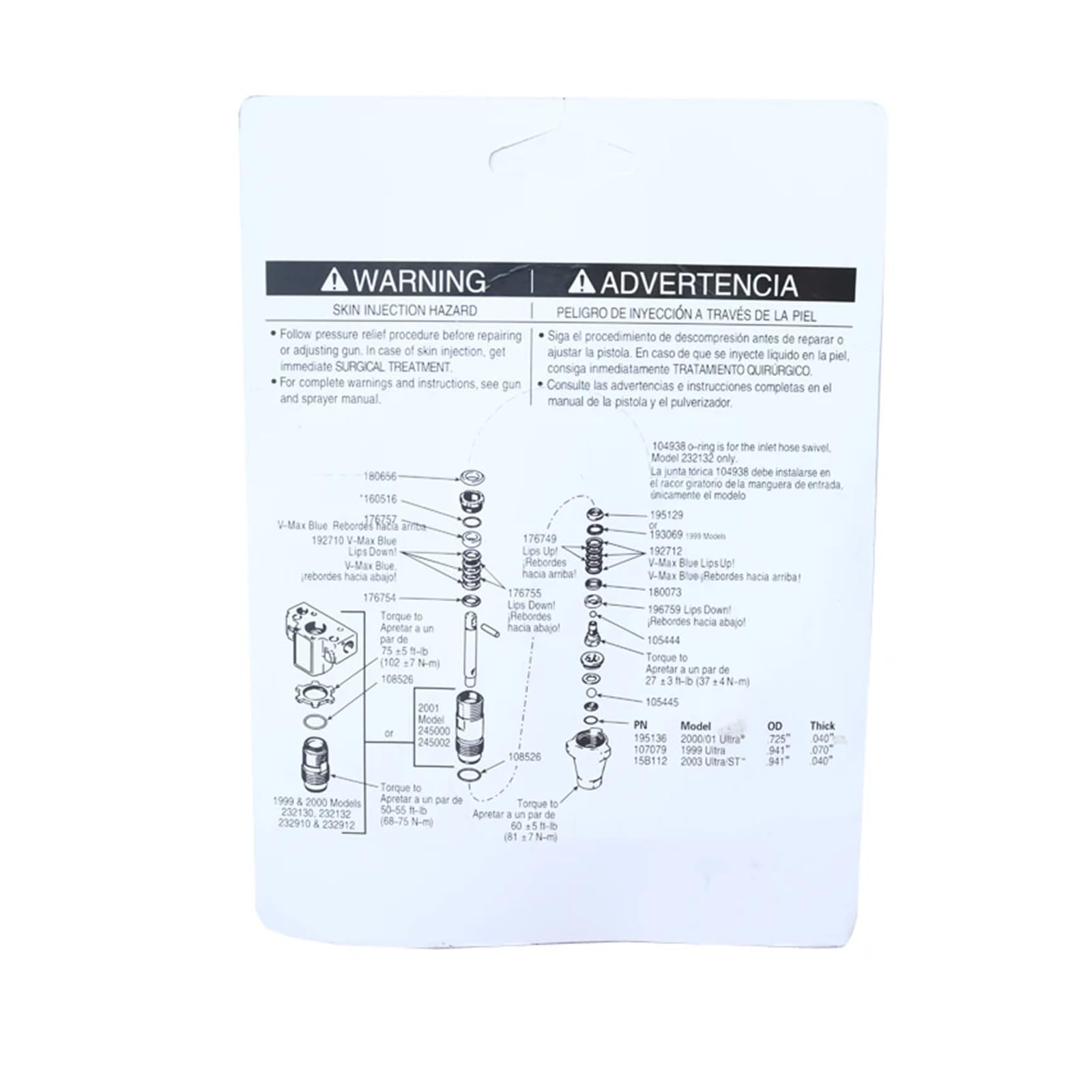 Pulverizador de pintura sin aire 7900/2030 GH200 bomba 7900 Kit reparación 249123 Kits Bricolaje y hogar