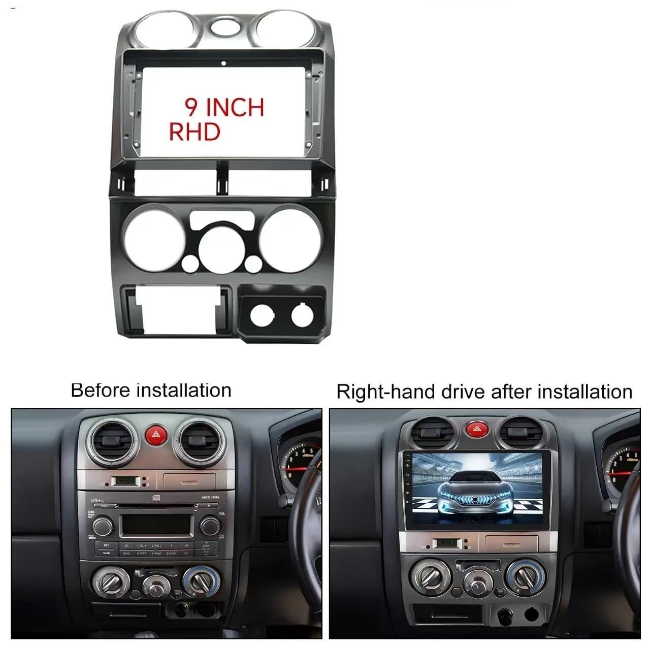 Radio 9 Pulgadas con Android Estéreo Reproductor MP5 Unidad Principal Marco Salpicadero Cubierta para Isuzu para D-MAX para MU-X 2006-2012(Gray)
