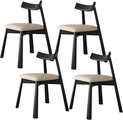 JKGHK Dining Chairs Set, Room Chair for Kitchen with Thick Cushions, Leather Armless Living Room Chair with Curved Backrest and Wooden Legs, for