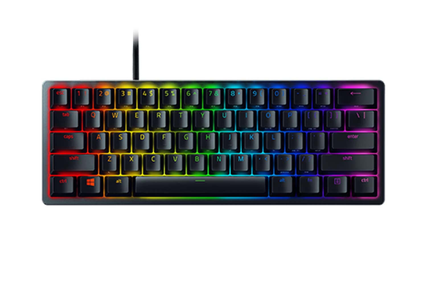 Razer Huntsman Mini (Interruptor Rojo) - Teclado Compacto 60% para Videojuegos con interruptores lineales rápidos opto-mecánicos (PBT, Cable USB-C extraíble) QWERTZ, diseño alemán, Negro