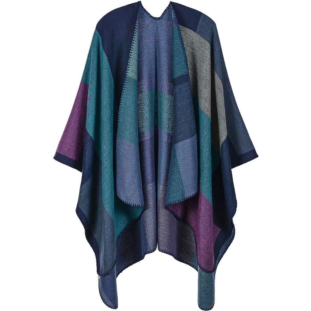 Lifetooler Shawls for Women Elegant Knitted Poncho Cape Open Front Cardigan Reversible Oversized Plain Shawl for Evening Wedding