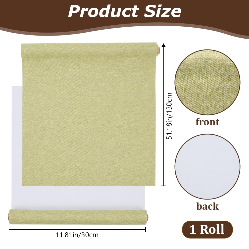 CRASPIRE 51x11.8 Inch Green Grassy Book Cloth Paper Backed for Book Cover Binding Weave Linen Fabric Surface Protector Book Binding Cloth for Adult Scrapbooking Album DIY Crafts - Image 3