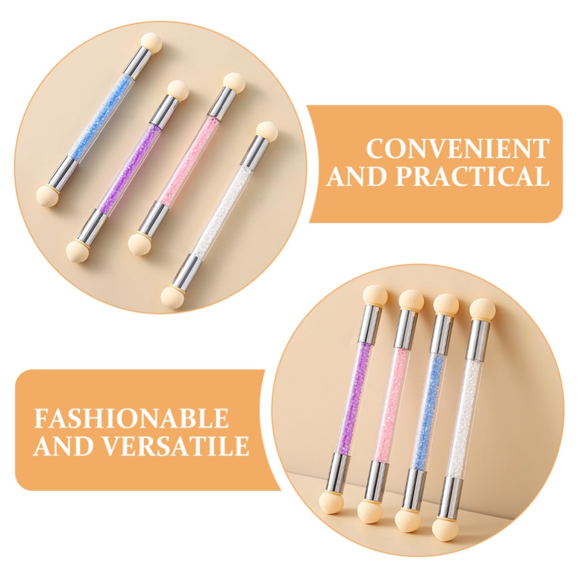 Artibetter Nail Art Sponge Pens for Even Color Application Dual-headed 4pcs, Plastic and Sponge Material Fashionable and Eye-catching Blending Tools for Home Use and Nail Salons