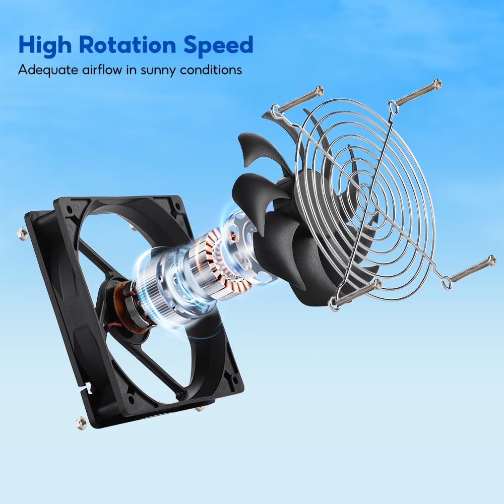 Solar Ventilator, 15W Wetterfester Solarpanel Ventilator mit DC Fan für kleine Hühnerställe, Gewächshäuser, Schuppen, Haustier Häuser, Fenster Auspuff