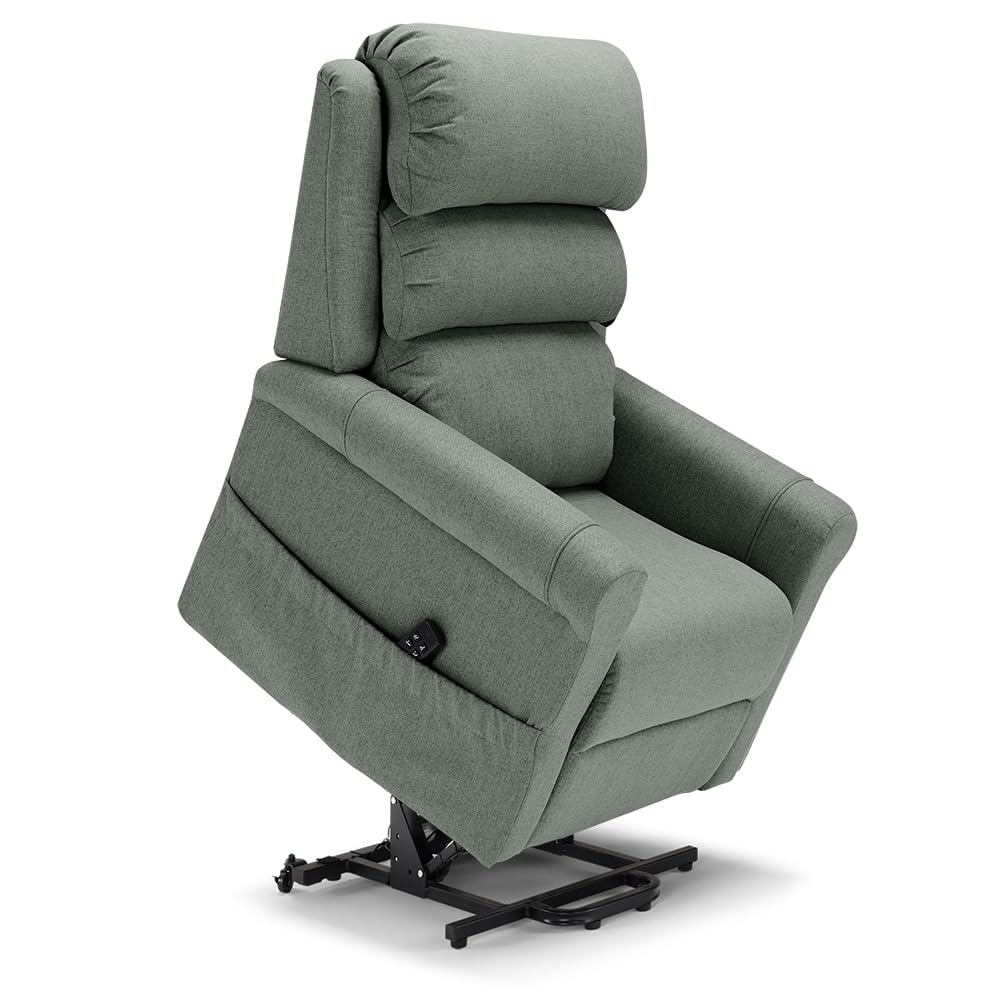 REDÒKASA Poltrona relax elettrica New Boston per anziani con funzione letto, 2 motori, 2 o 4 ruote, optional batteria, alzapersona, tessuto idrorepellente (Standard (2 Ruote), Verde)