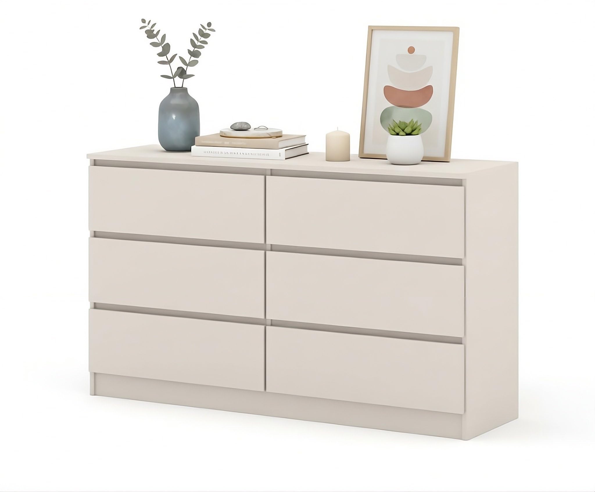 Homlando Cassettiera Maja S6, 120 x 40 x 80,5 cm, con 6 cassetti, credenza moderna senza maniglie, stabile cassettiera per corridoio, camera da letto o ufficio (cashmere)