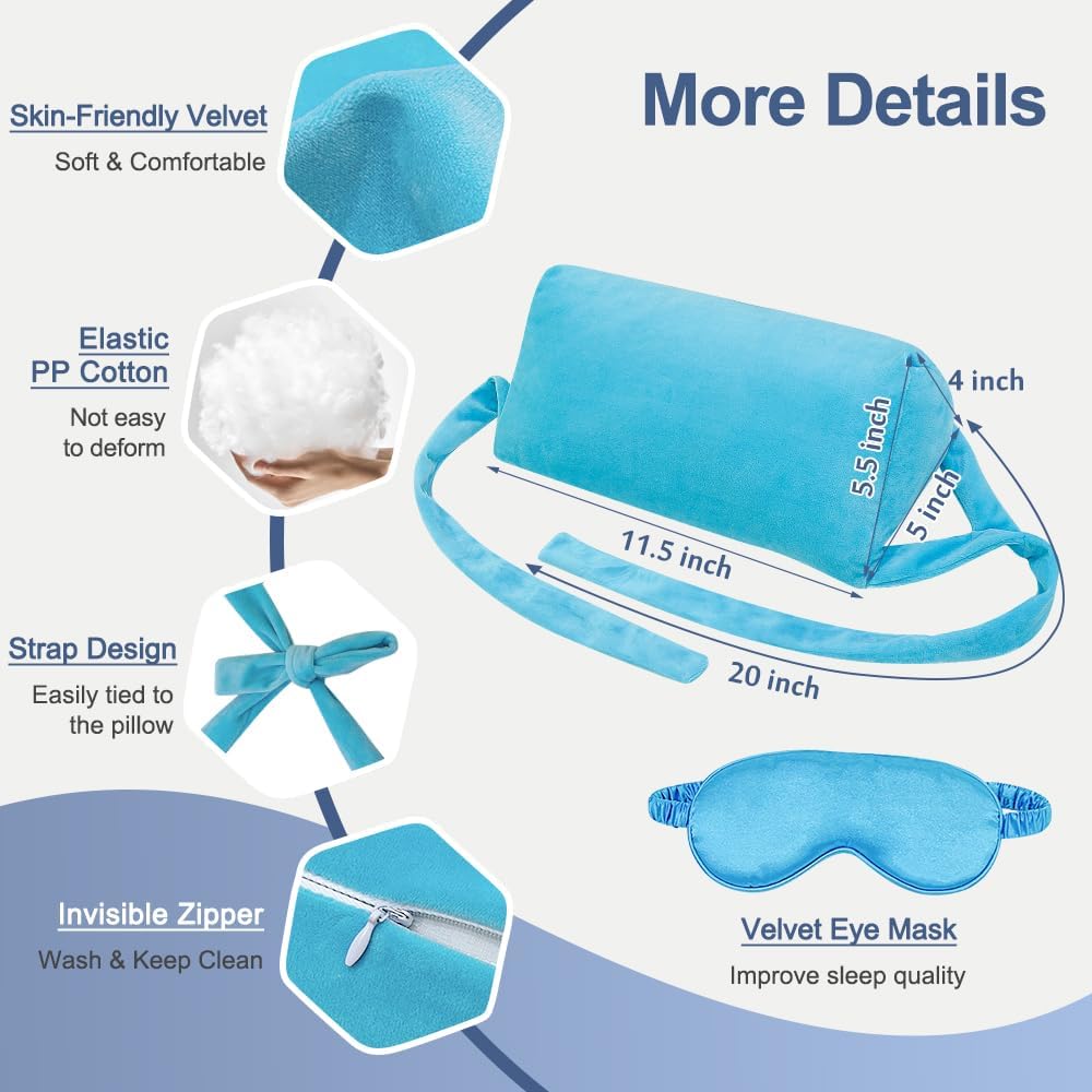 AOSSA Neck Stabilizer Pillow for Sleeping – Face Up Triangle Wedge for Head & Neck Positioning, Post Surgery Recovery & Anti-Wrinkle Back Sleep Training Pillow