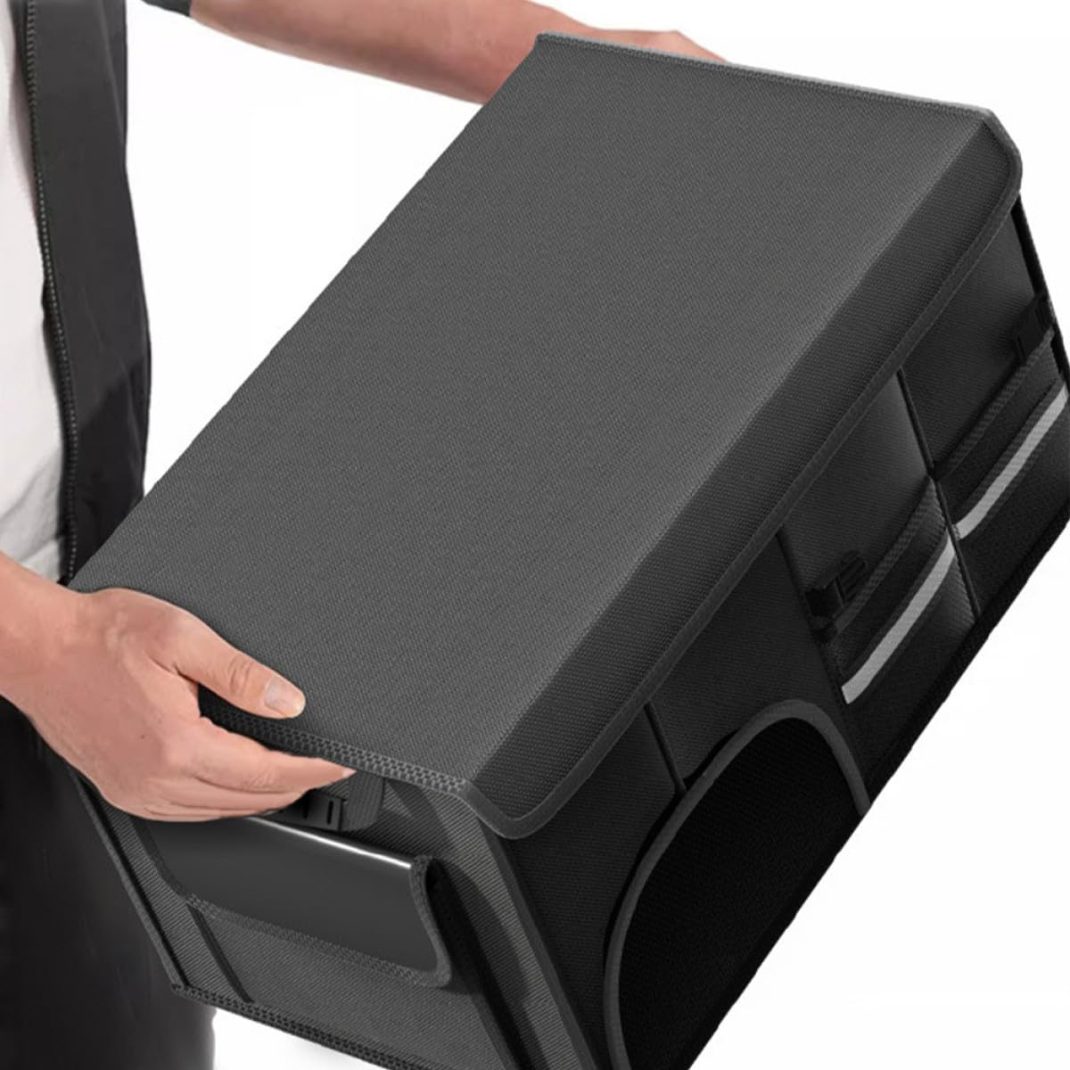 HANABASS Organizador de Maletero de Coche Plegable Grande de Tela Oxford Resistente al Agua, Negro, con Capacidad para 12 Piezas, Adecuado para Suv, Camión y Furgoneta, Almacenamiento