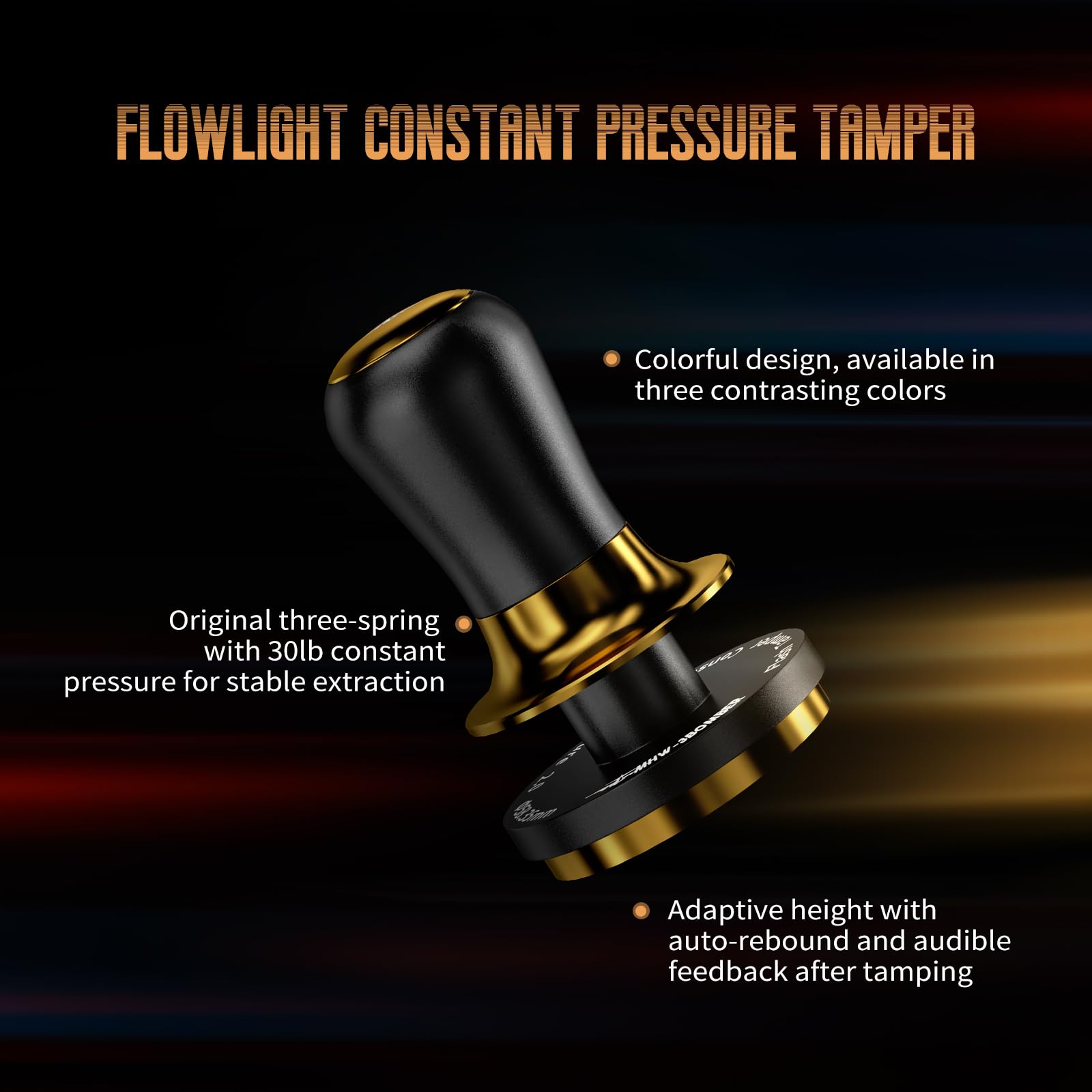 MHW-3BOMBER Pressino per caffè espresso, 58 mm, colore oro nero, T7032G-OS