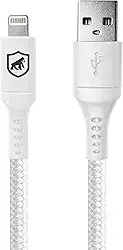 Gshield Cabo Lightning para USB-A 1,5M Compatível com iPhone e iPad, Carregamento Rápido 3A, Revestido em Nylon Balístico, Survivor Branco