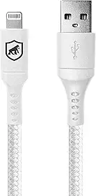 Gshield Cabo Lightning para USB-A 1,5M Compatível com iPhone e iPad, Carregamento Rápido 3A, Revestido em Nylon Balístico, Survivor Branco