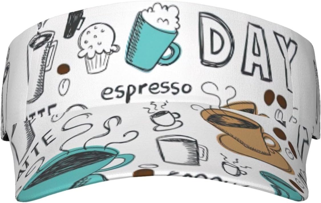 Delicious Coffee Print Sports Sun Visor Hats,Adjustable Sun Caps for Men Women Adults Lightweight