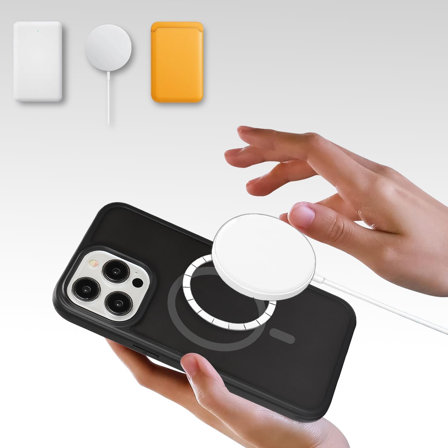 for iPhone 15 Pro Max Case with Built-in Screen Protector Anti-Scratch,for Apple iPhone 15 Pro Max Protective Phone Cases,Compatible with MagSafe for Men Women-Black Gray - Image 5