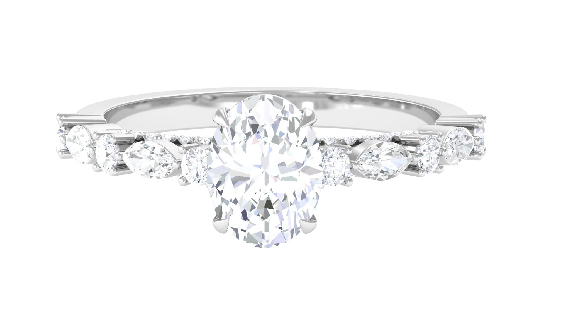 Rosec JewelsCertified Moissanite Solitaire Engagement Ring in Claw Setting | 2 Cttw | D-VS1 Quality
