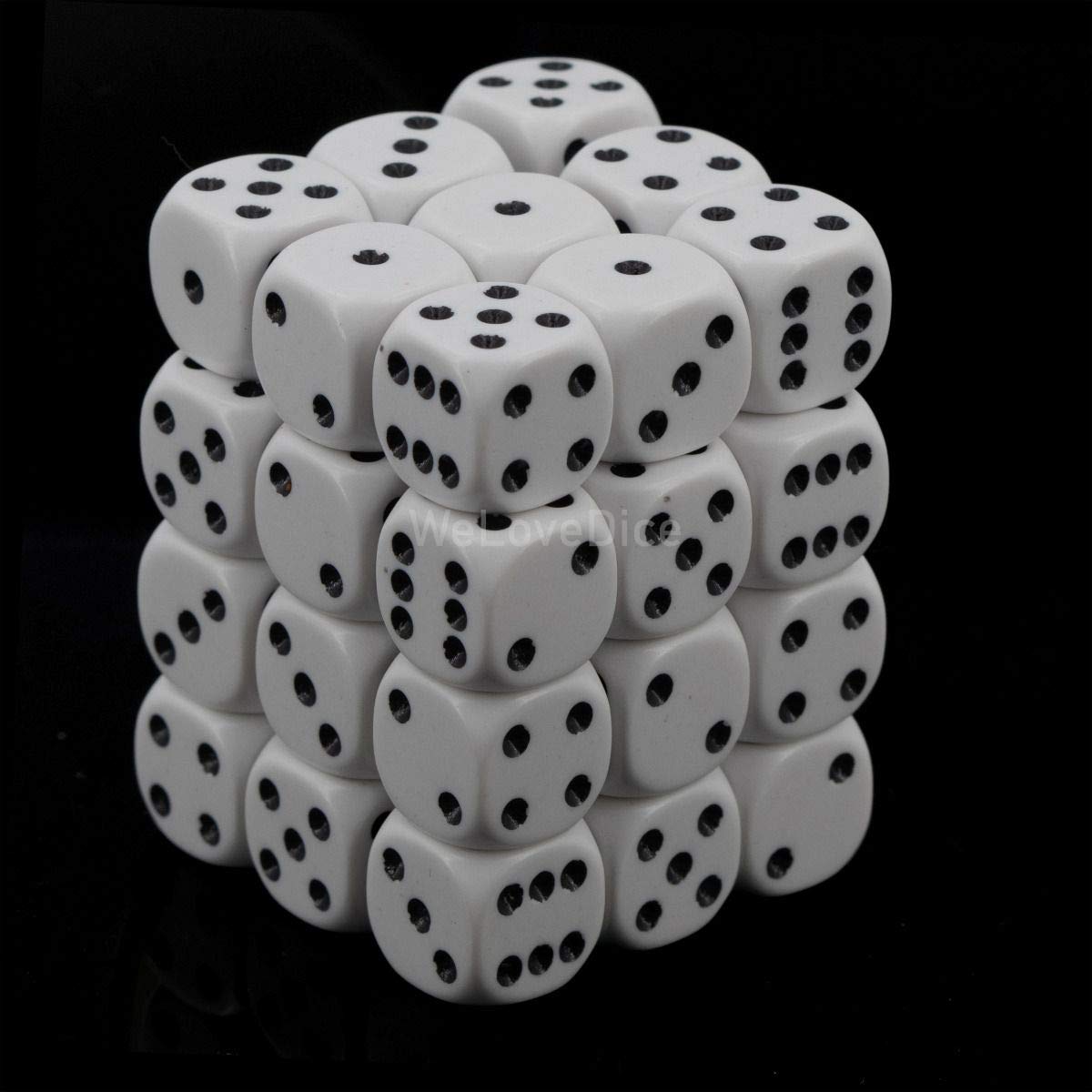 Amazon.com: Chessex CHX25801 Dice-Opaque: 36D6 White/Black Set