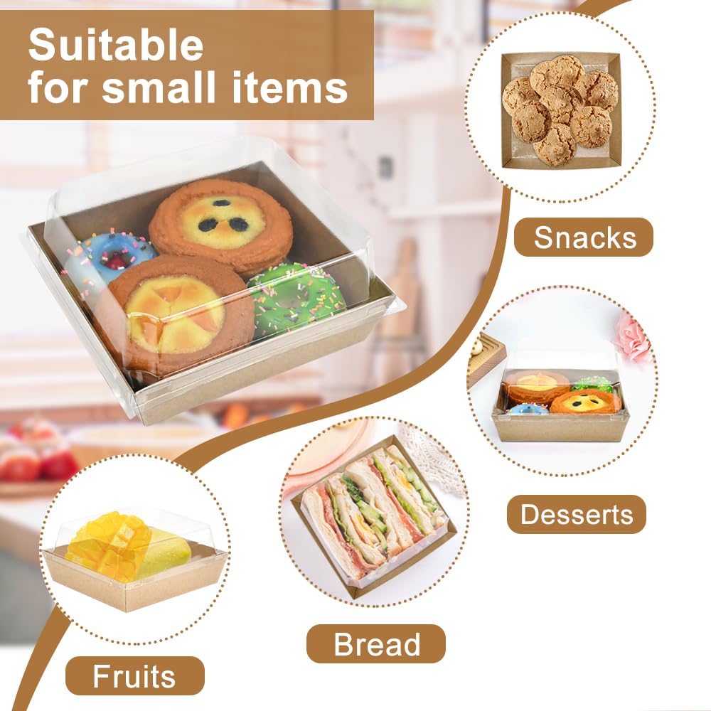 30 Pack Small Charcuterie Boxes With Clear Lids - 7x3x2.5 Inch Disposable Food Containers For Desserts, Snacks, Cake Slices - View #7