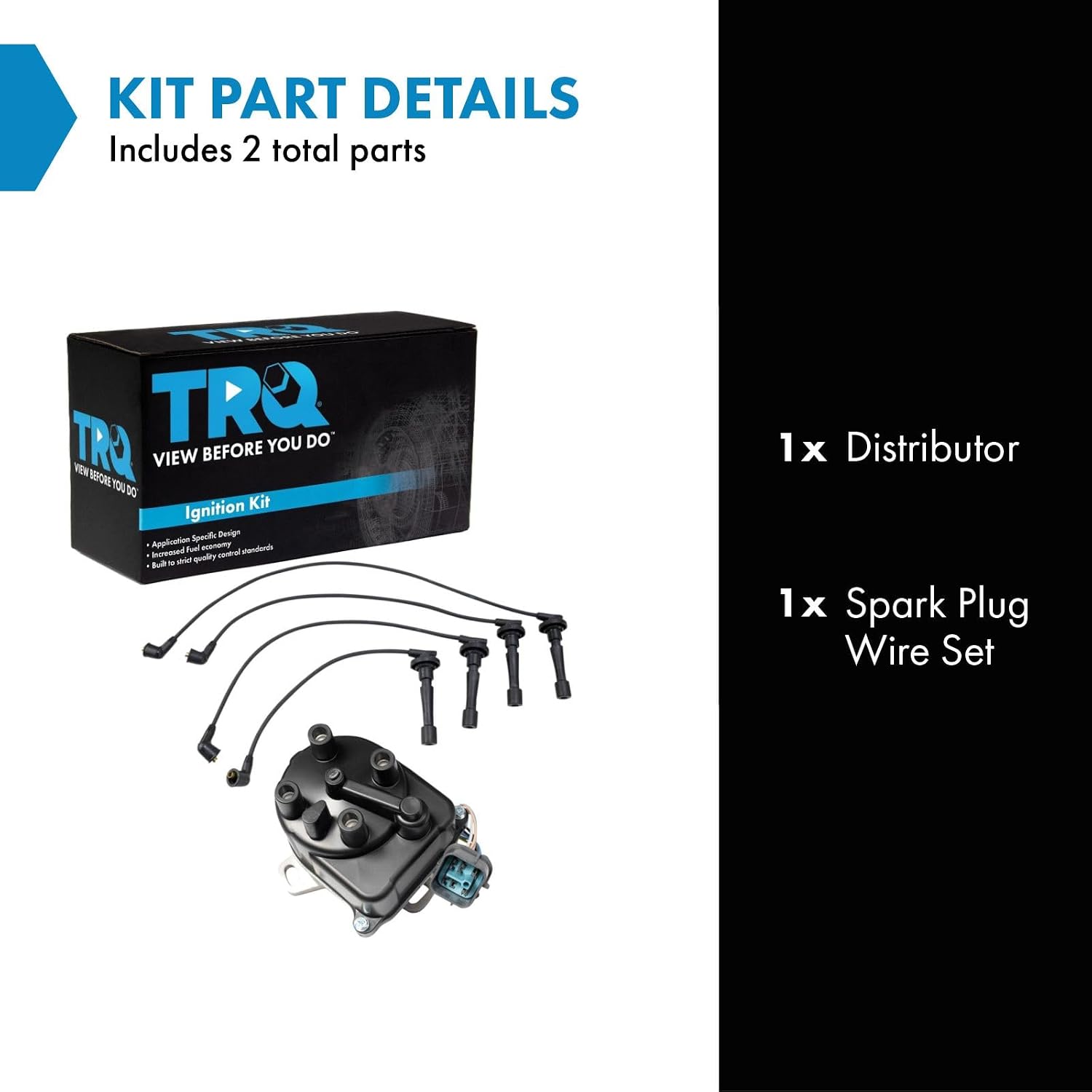 TRQ Ignition Coil Kit 2 Piece Distributor Compatible with 1994-2001 Acura Integra