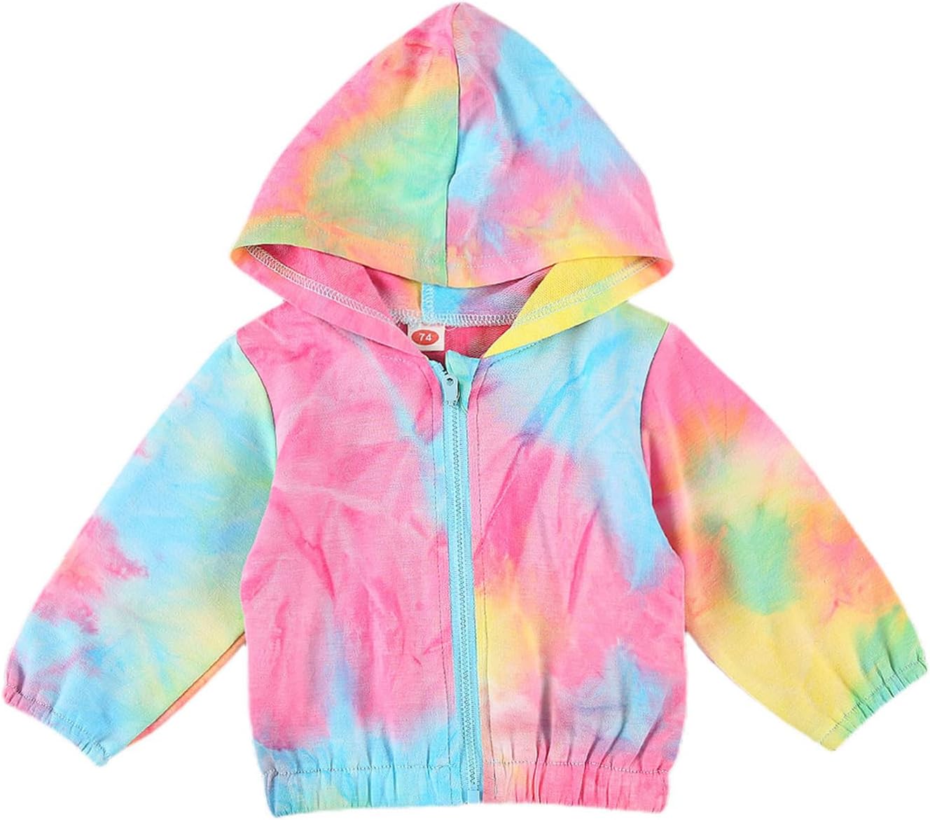 Emmababy Toddler Zip Up Hoodie Baby Girl Hooded Jackets Zipper Long Sleeve Tie Dye Hoodie Coat Infant Boy Winter Outerwear
