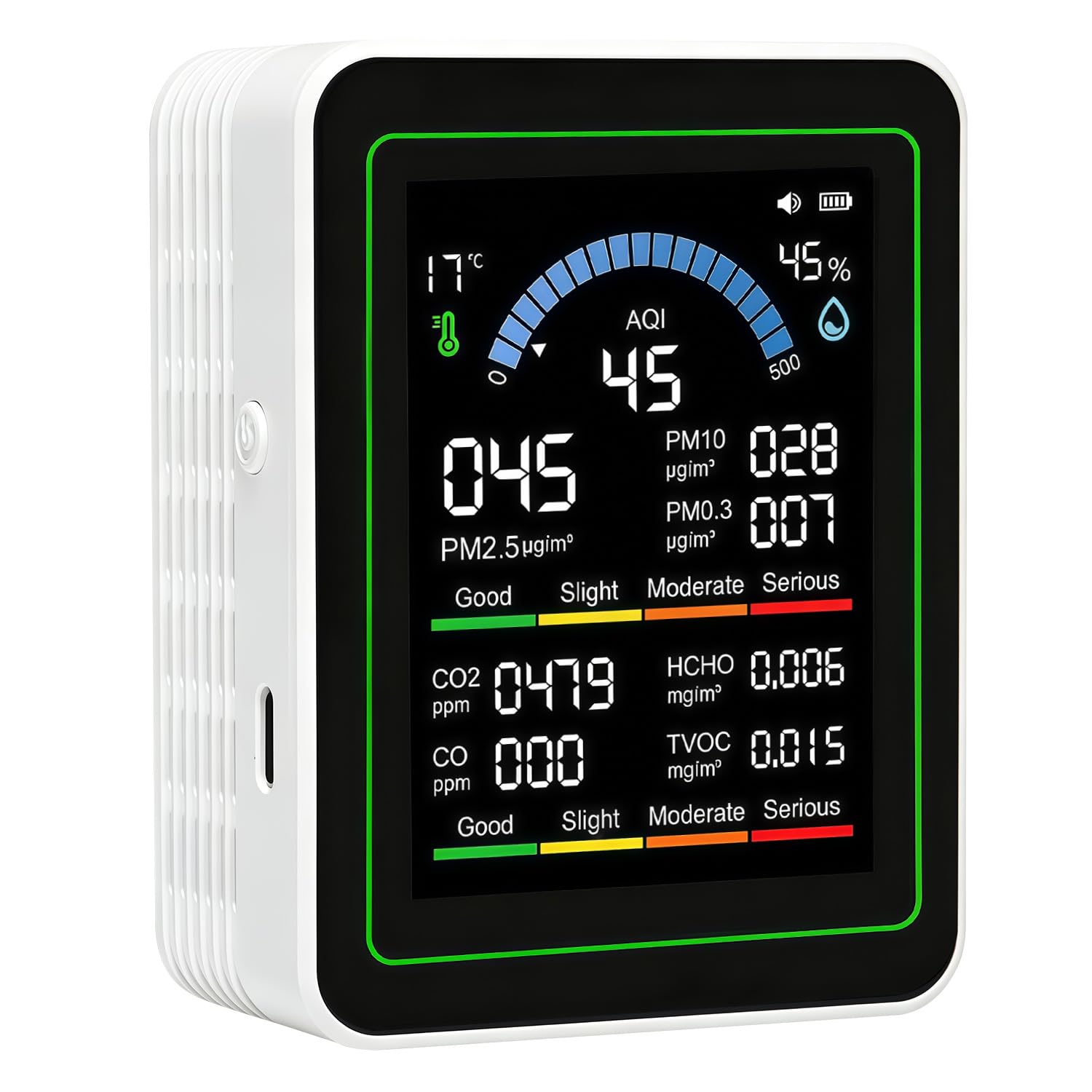 10 in 1 Indoor Air Quality Monitor, Portable Smartair air Quality Tester, Portable Real-Time Detector, with AQI, Fit for Home Cars RV Hotel Plants and