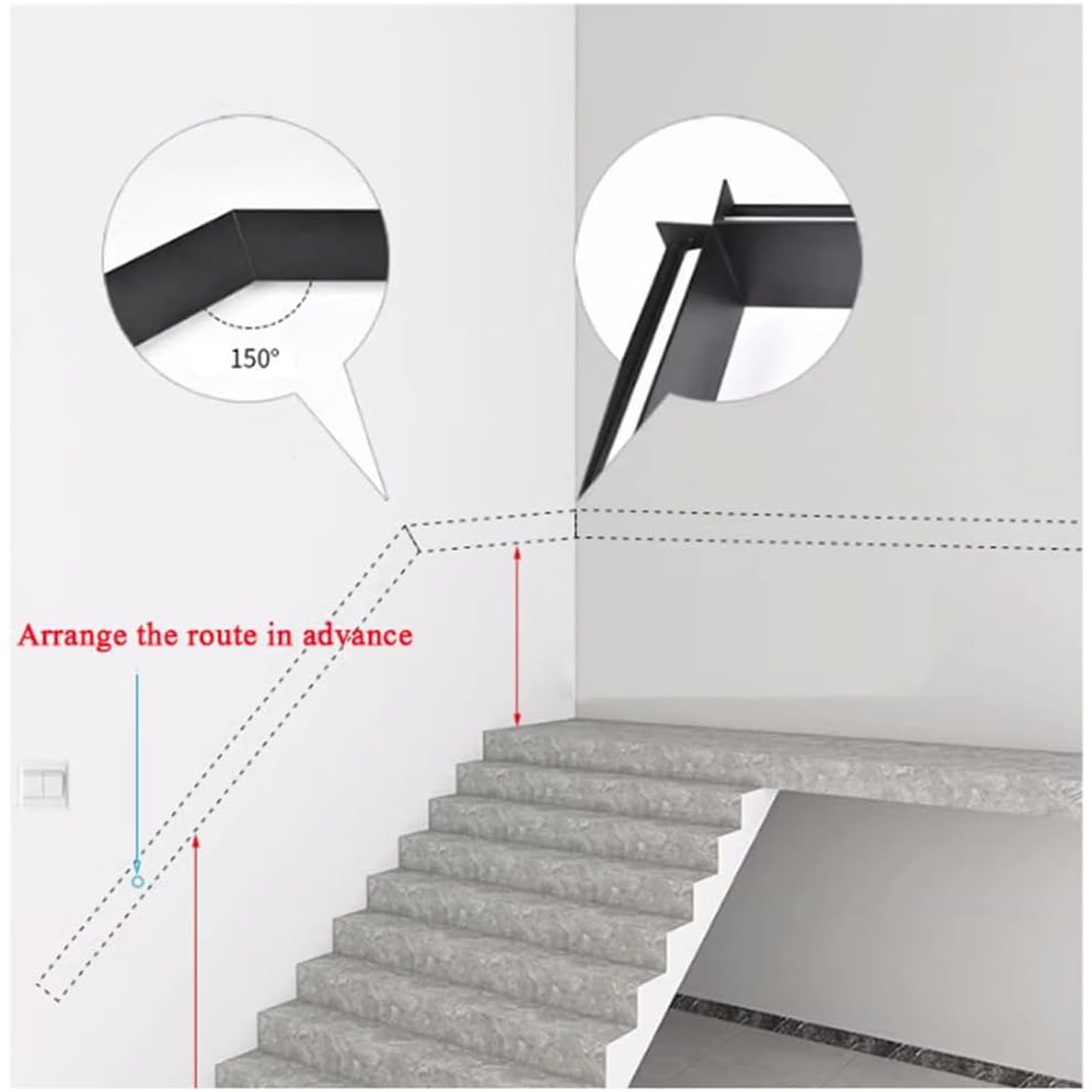 LED beleuchteter Treppengeländer mit Bewegungsmelder - Wandmontiertes Treppengeländer Innen Außen Treppengeländer 4000K Weißlicht für Treppen, Veranda, Eingang, Flur - Langlebige