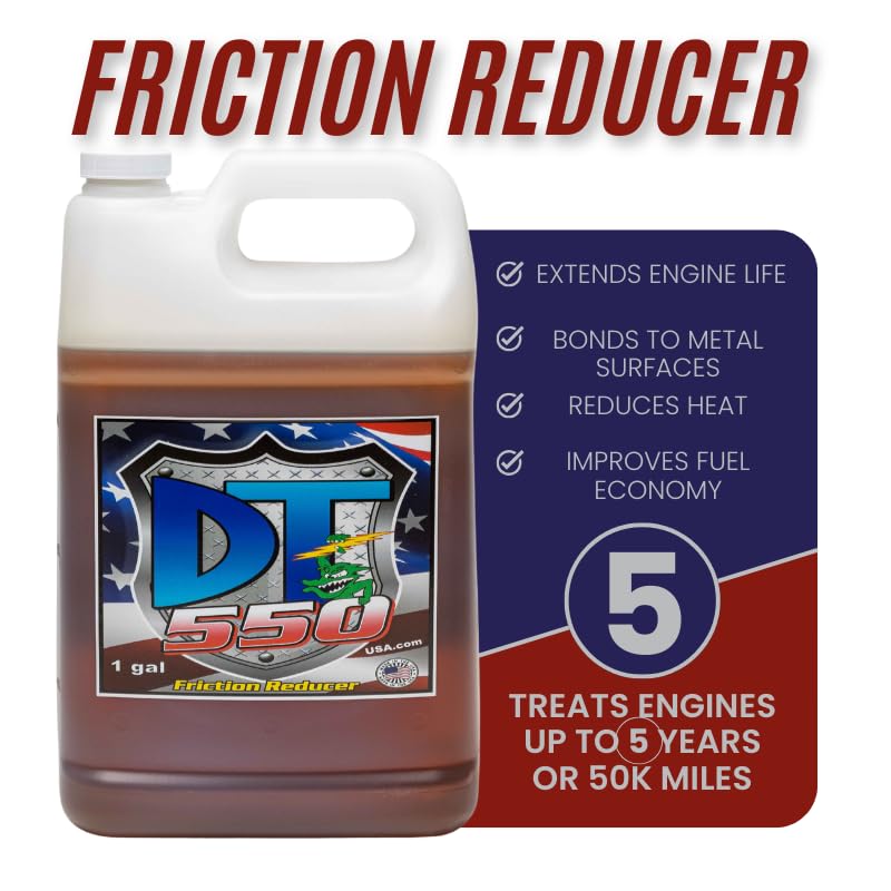 DT550 Friction Reducer 1 Gallon, 128 Oz Engine Friction Modifier - Enhances Performance, Reduces Wear & Boosts Fuel Economy | Works with Gas & Diesel Motors
