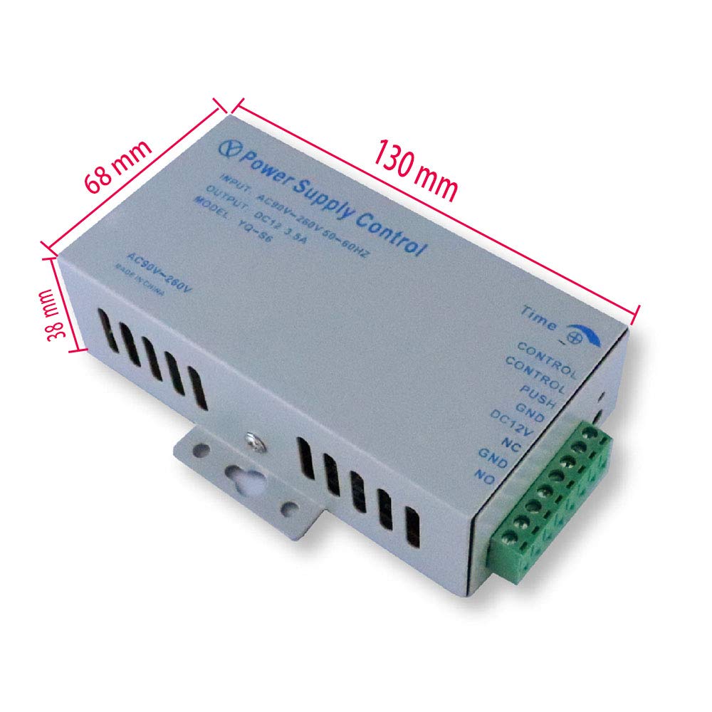 YAVIS Alimentation d'énergie pour Système de Contrôle d'Accès de Porte d'Entrée avec Délai de Verrouillage 0-15s DC12V 5A 36W Sortie AC90-260V entrée 50 60HZ
