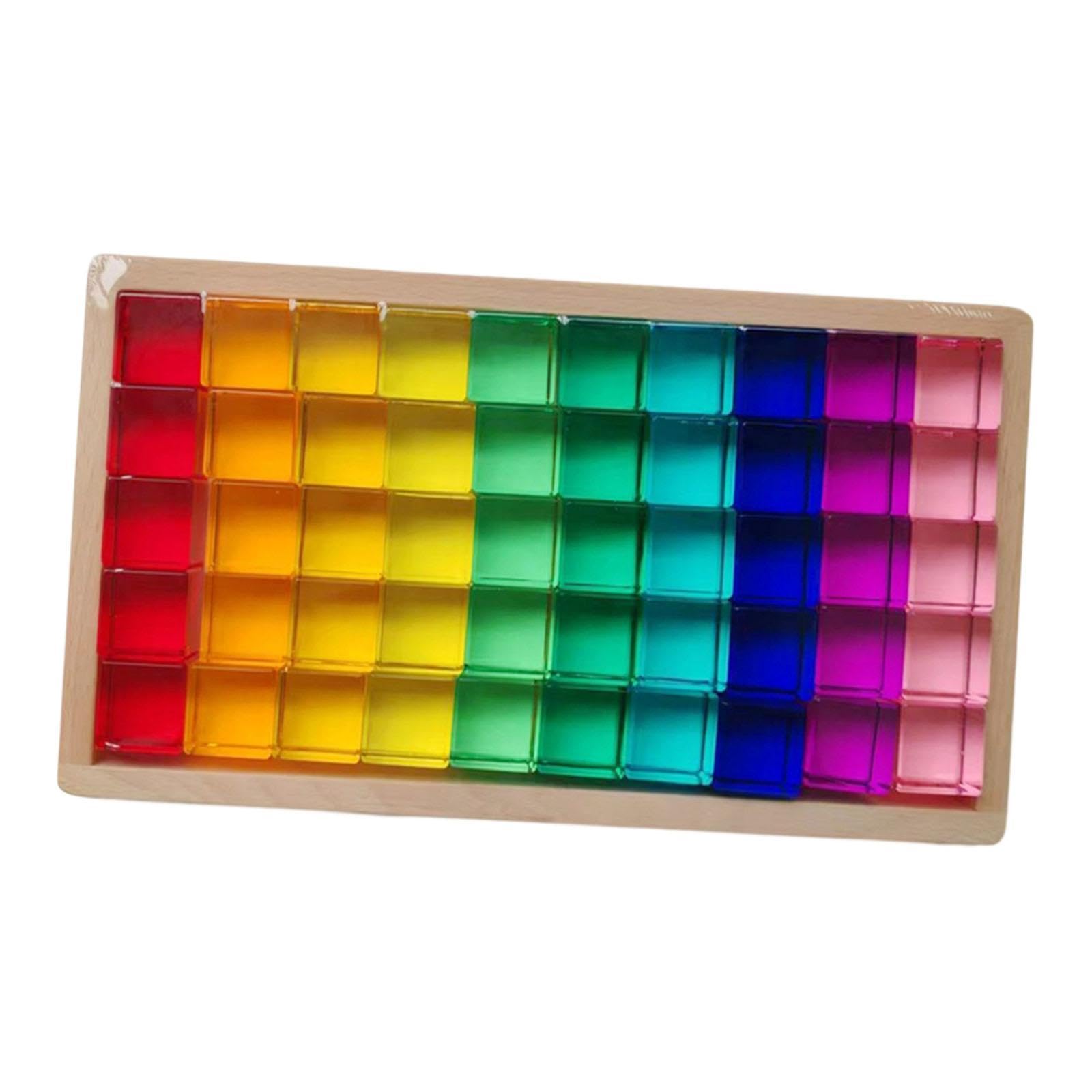 Set di Blocchi da Costruzione Arcobaleno Gem, Blocchi impilabili in plastica, Giocattolo per l'apprendimento della consapevolezza Spaziale per Bambini- 50pz