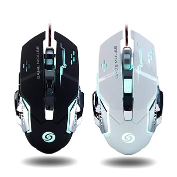[2Pcs] Gaming Mouse Wired [Programmable] [Breathing Light] Ergonomic Game USB Computer Mice RGB Gamer Desktop Laptop PC Gaming Mouse,6 Buttons for Windows XP, Vista, Win7/8,10, Mac OS System