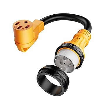 MECMO NEMA SS2-50P to 14-50R 120V/240V 50 Amp Marine Shore Twist Lock 4 Prong Male Plug to 4 Prong Female Outlet Receptacle Generator Welder Dryer RV EV Charger Power Cord Adapter