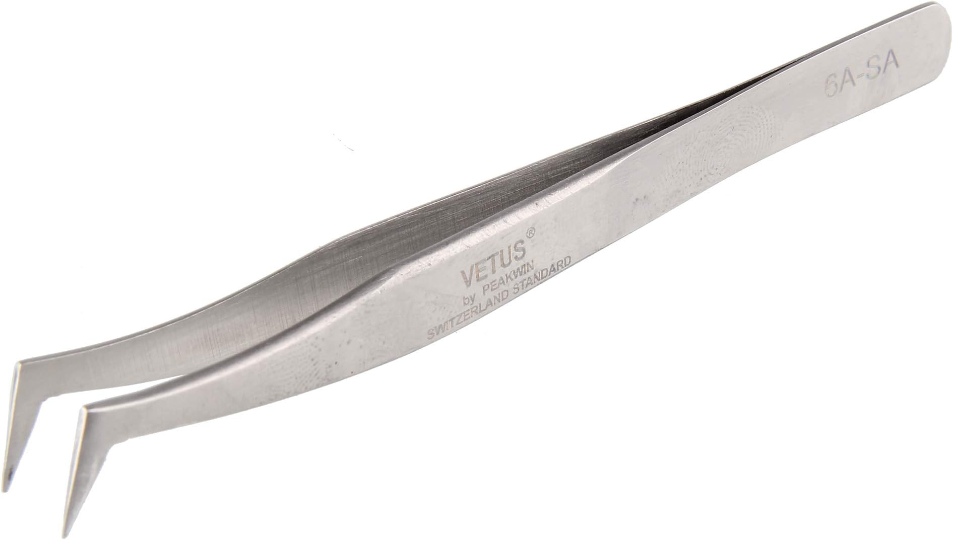 Chrontier Pro Stainless Steel Mega L Curved Tweezers Nippers Precision Pointed End 3D 6D Volume Individual Eyelashes Extensions Fanning Eyebrow Makeup Lash Tech Artist Tools 6A-SA Modeling Jewelry