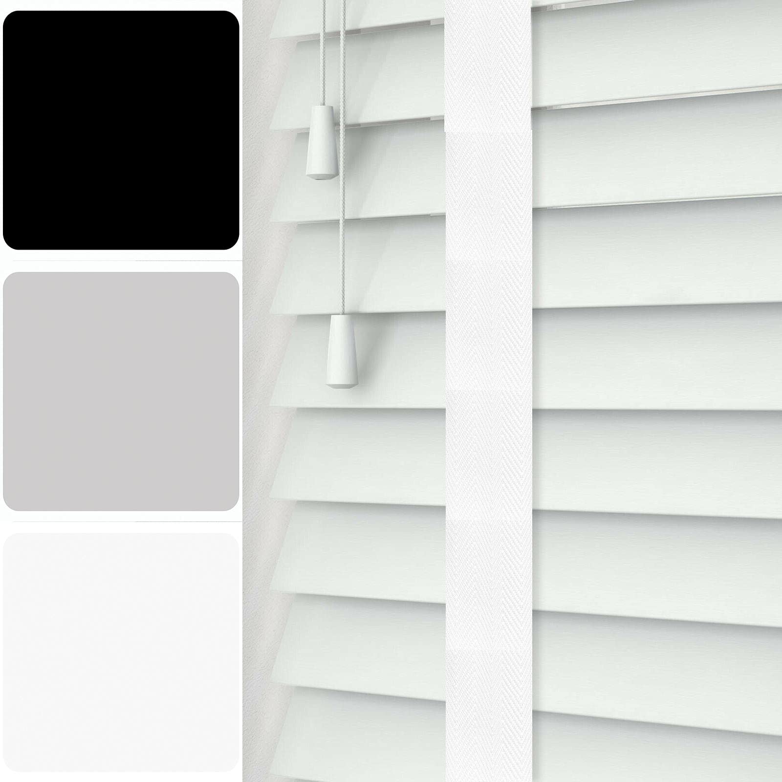 Buy Made To Measure Faux Wood Grain Blinds 50mm slats, Tapes