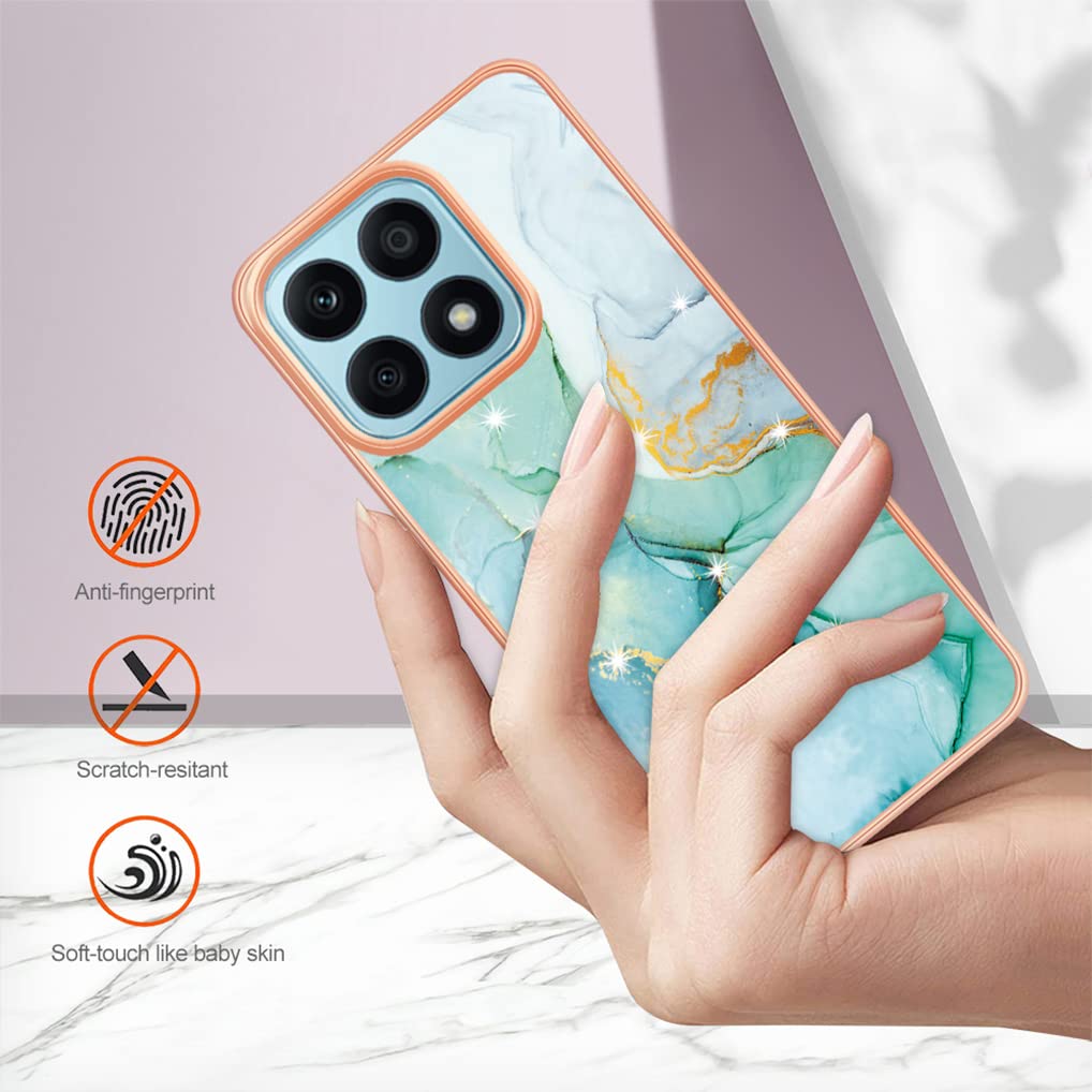SEAHAI Cover per Honor X8a, Custodia Protettiva Ultra Sottile ed Elegante in Silicone TPU Flessibile, Glitter Placcatura Phnom Penh Design Cover Antiurto Case, Rosso