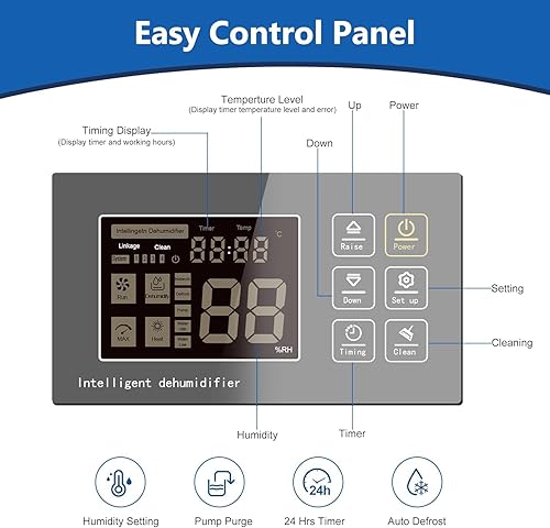 Miniatura 6 de Deshumidificador comercial de 158 pintas con bomba para sótanos, deshumidificadores portátiles industriales de grado comercial para grandes