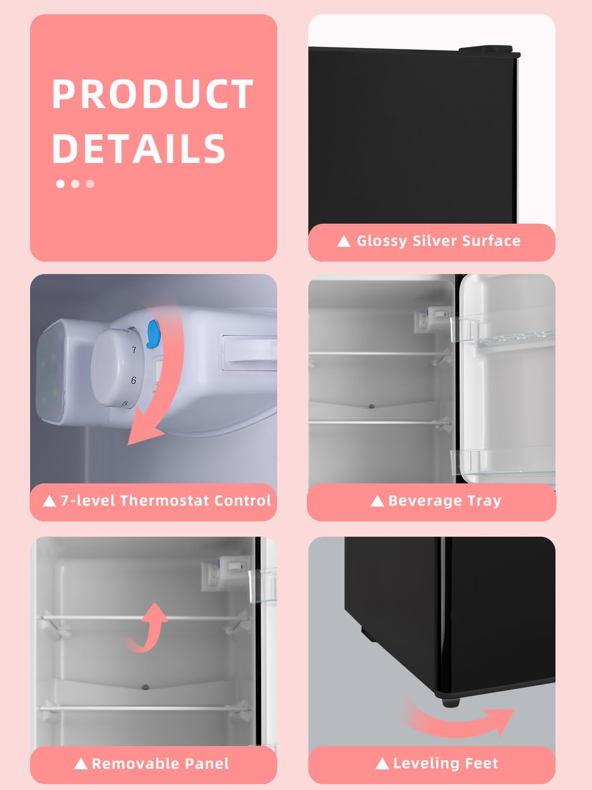 KRIB BLING 4.0 Cu.Ft Refrigerator with Freezer, 2 Doors Fridge with Adjustable Thermostat Control, Refrigerator for Kitchen, Dorm, Apartment, Garage, Office, Black on Fridge.com