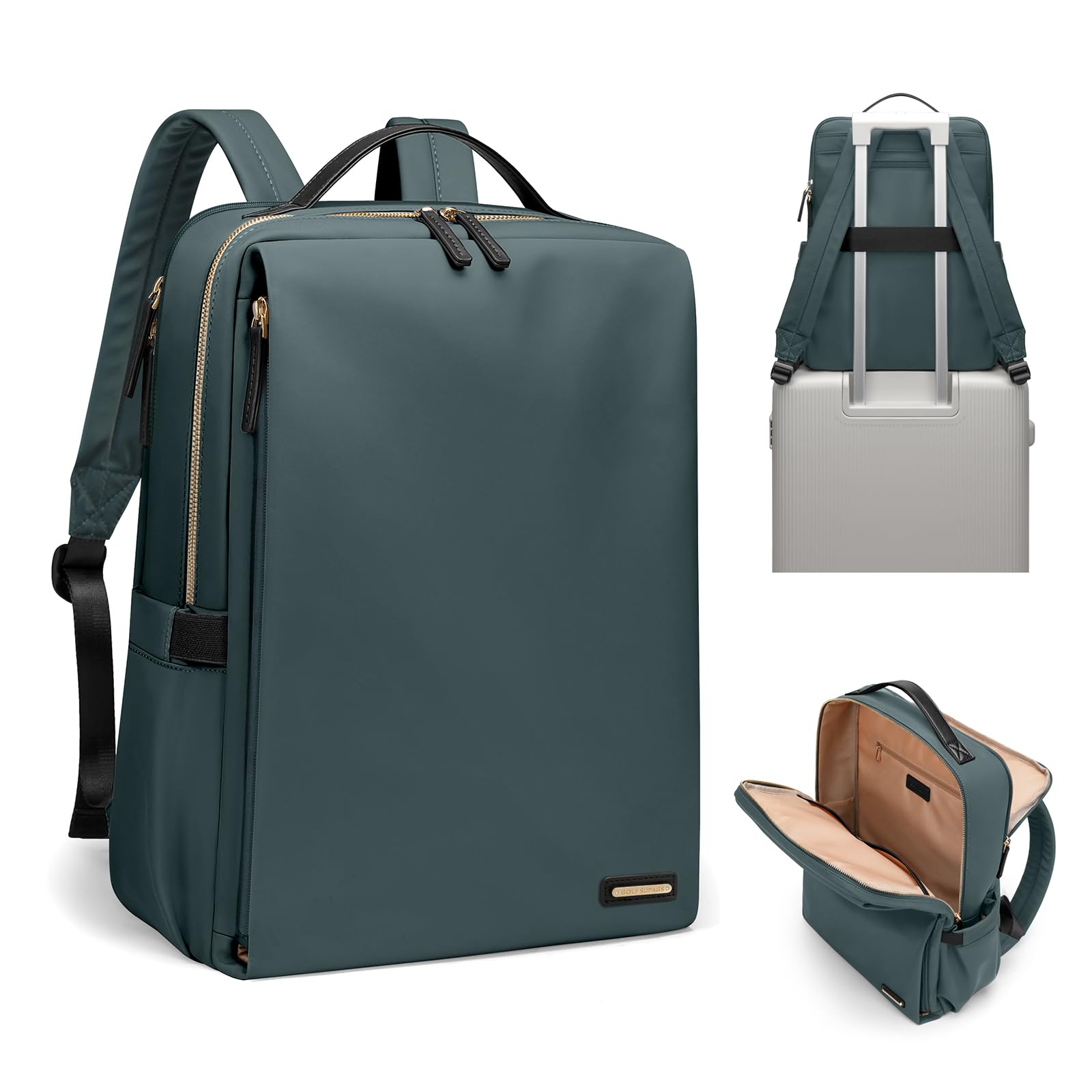 Sac à Dos Ordinateur Portable 15,6 Pouces Voyage Travail École Vert Foncé