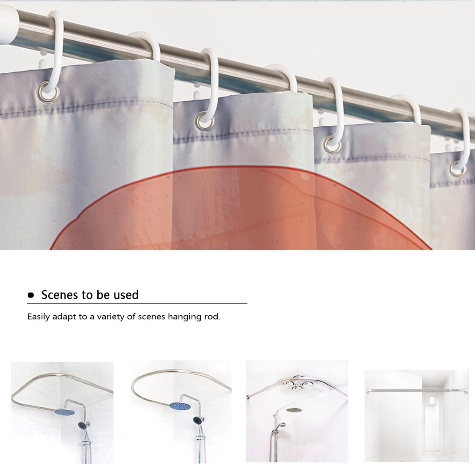 Minimalisme Abstrait Rideau de Douche Feuilles Rideaux de Baignoire colorés Ensemble avec Crochets en Forme de C pour Salle de Bain Cabine de Douche étanche 200 x 240 cm