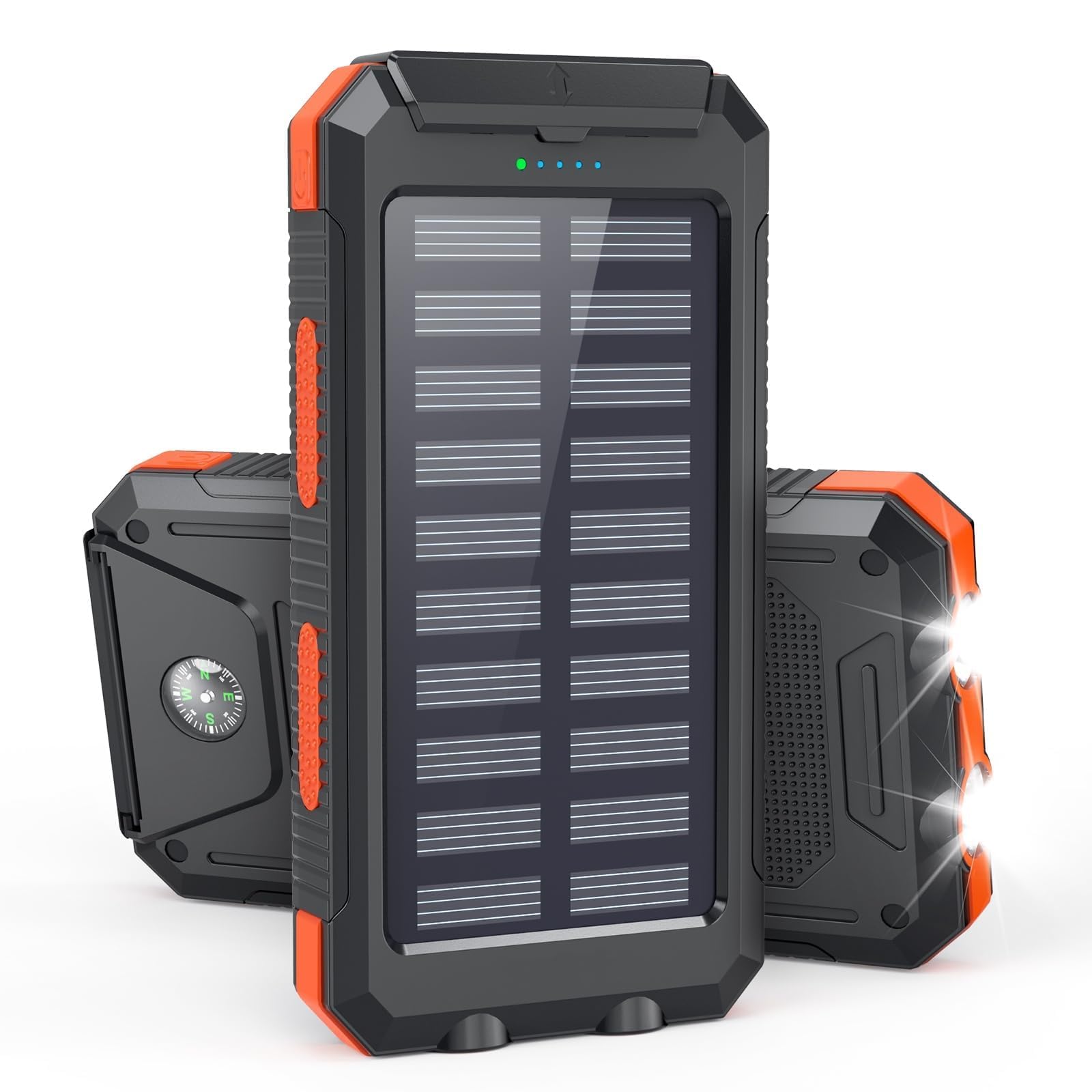 Vikeri Solar Powerbank 26800mAh, Powerbank Solar Wasserdichtes USB C Externer Akku mit 4 Outputs, Power Bank für Smartphones, Tablets und mehr (Schwarz)