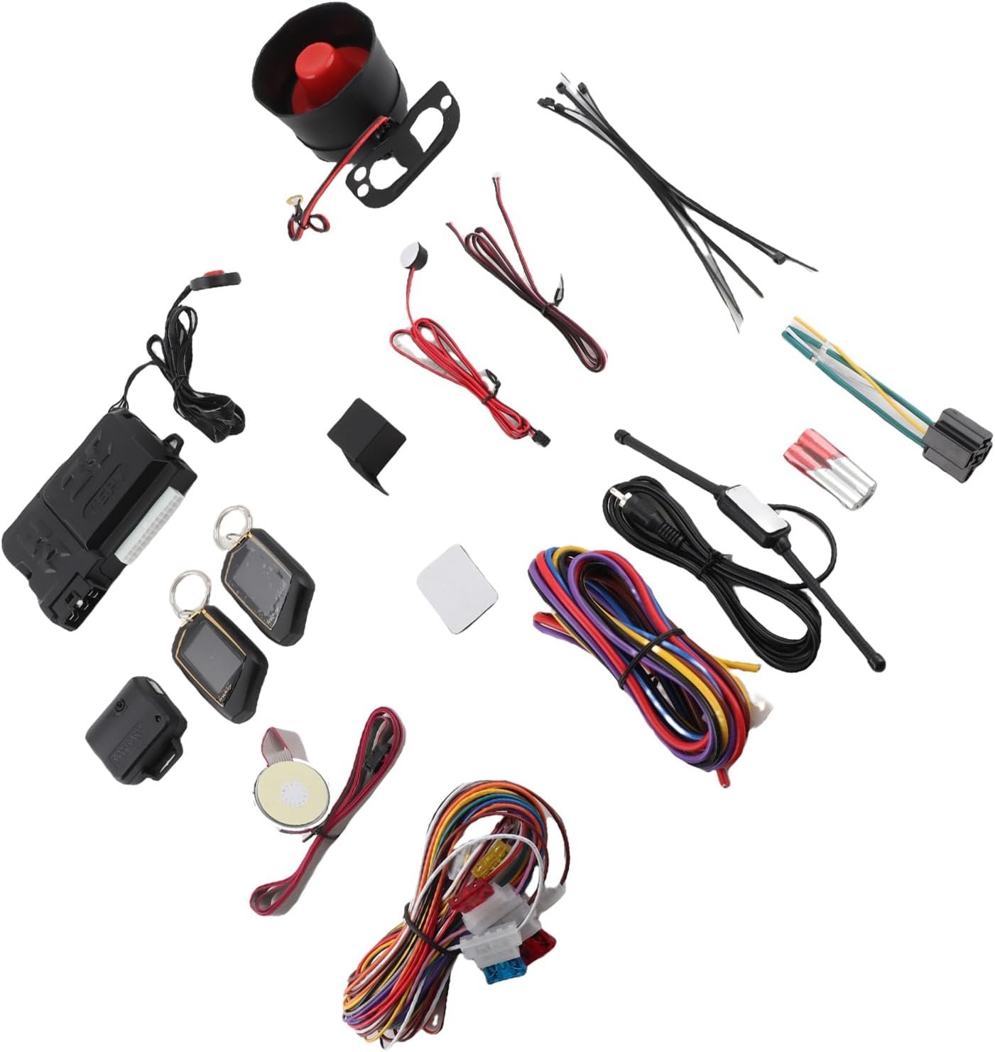 Shkalacar Car Alarm System, Remote Engine Starter Keyless Entry 2 Way LCD Display Anti Theft Device with BT APP Control, for 12V Gasoline Vehicles Central Locking System