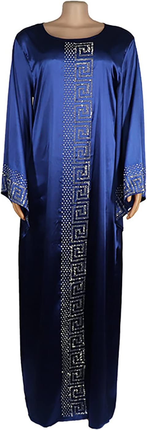 Islamic Muslim Women Arabian Clothing Maxi Dress Prayer Dress Ramadan Crew Neck Plus Size Long Prayer Robe for Ethnic, Evening, Party