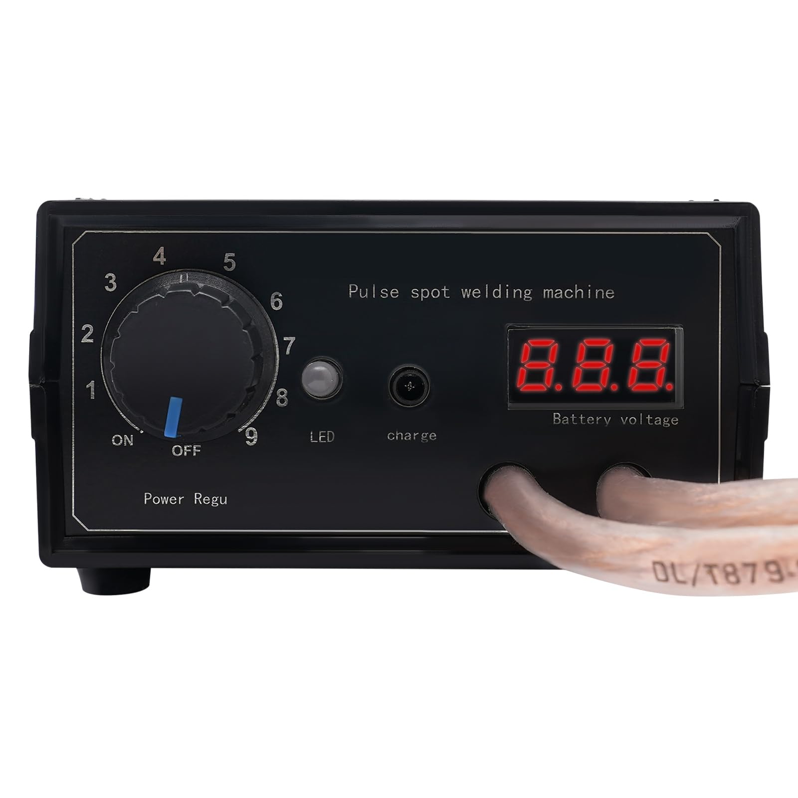 8000 W mini-puntlasmachine, doe-het-zelf lasapparaat met voetpedaal, 9 versnellingen instelbaar, puntlasapparaat met digitaal display, draagbaar batterij, puntlasapparaat met lithiumbatterij