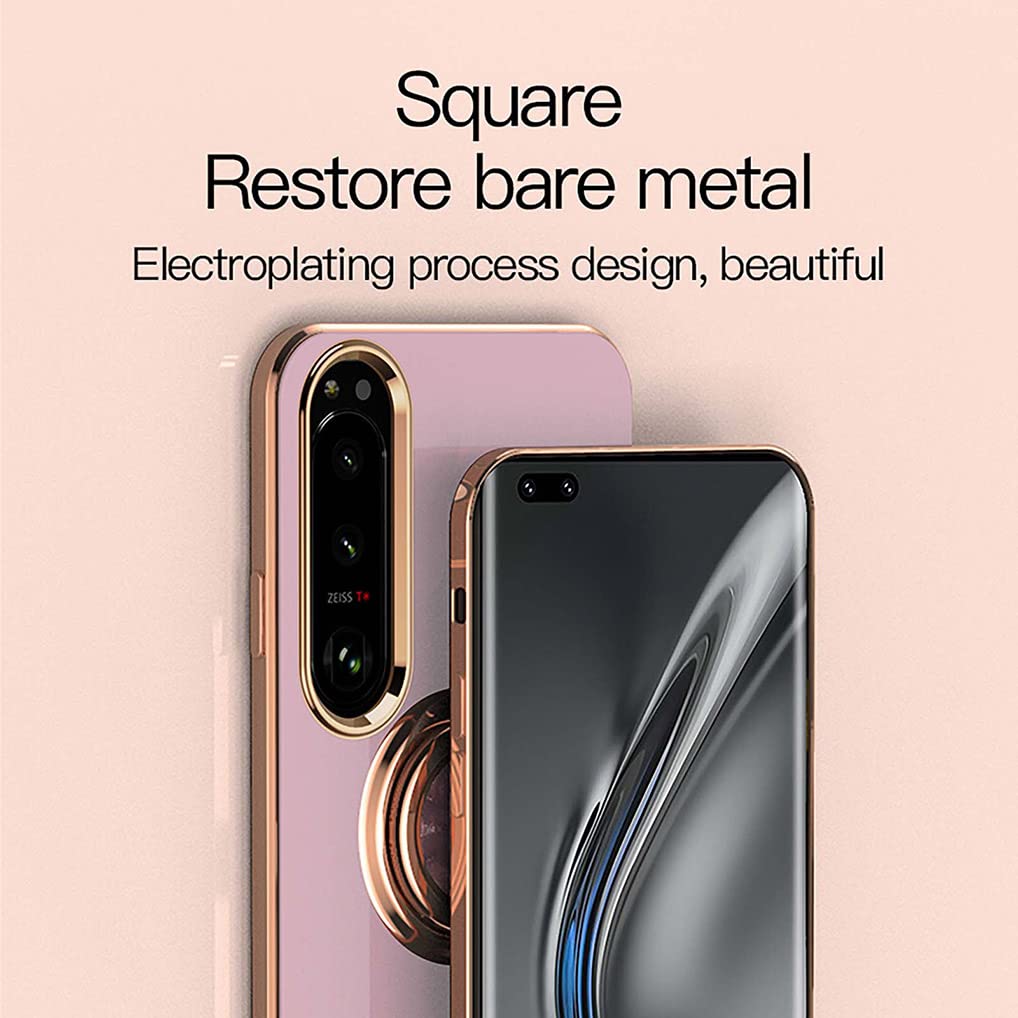 BORYA Cover per Sony Xperia 1 IV, Morbida Silicone TPU Bumper Ultra Sottile Antiurto Antigraffio Custodia, Placcatura Phnom Penh Anello Supporto Case, Porpora